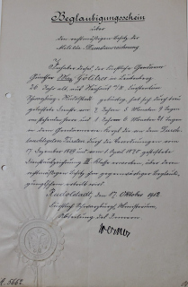 Rudolstadt Beglaubigungsschein über den Besitz der Dienstauszeichnung für Unteroffiziere und Soldaten 3. Klasse, Modell 1867-1914