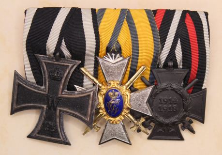 Ordensschnalle mit Sondershausen Ehrenkreuz 3. Klasse mit Schwertern