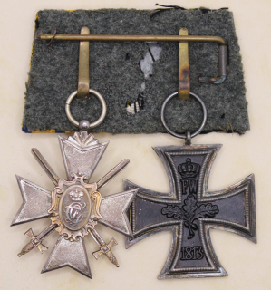 Ordensschnalle mit Sondershausen Ehrenkreuz 4. Klasse mit Schwertern