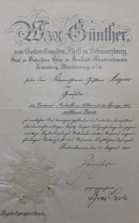 Sondershausen Verleihungsurkunde Verdienstmedaille mit Spange 1917