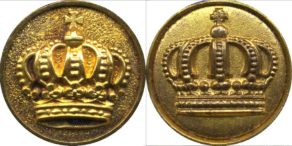 Abb. 2: Medaillons des Kronenordens, hier jeweils einer 3. Klasse, links mit der kleinen und rechts mit der großen Krone