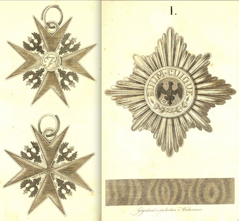 Abb. 1: Kleinod und Stern des Hohen Ordens vom Schwarzen Adler. Abbildung aus der Preußischen Ordensliste des Jahres 1817.