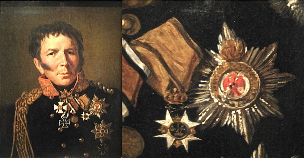 Abb. 3: Ludwig Leopold Gottlieb Hermann von Boyen, als Militärreformer und Soldat mit höchsten Auszeichnungen geehrt. Darunter auch der 1815 verliehene Rote Adler Orden 1. Klasse mit Eichenlaub.
